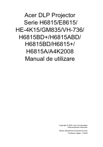 Manual Acer H6815 Proiector