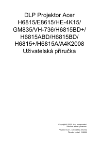 Manuál Acer H6815 Projektor