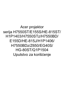 Priručnik Acer H7550BD Projektor