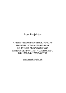 Bedienungsanleitung Acer H7850 Projektor