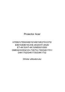 Manual Acer H7850 Proiector