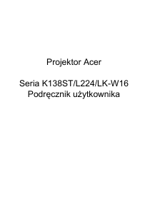Instrukcja Acer K138ST Projektor