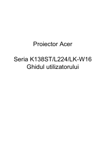 Manual Acer K138ST Proiector