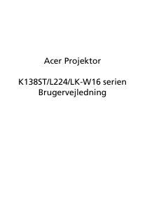 Brugsanvisning Acer K138ST Projektor