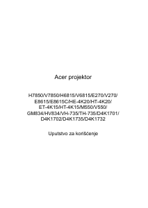 Priručnik Acer M550 Projektor