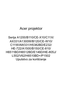 Priručnik Acer P1502 Projektor