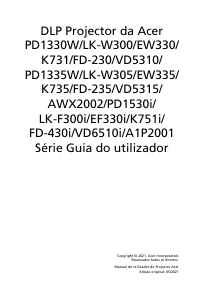 Manual Acer PD1335W Projetor