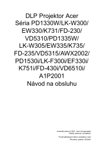 Návod Acer PD1335W Projektor