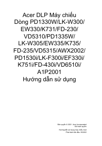 Hướng dẫn sử dụng Acer PD1335W Máy chiếu