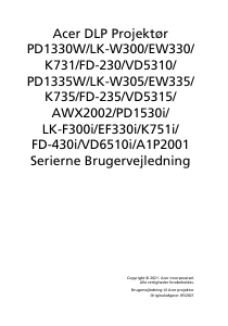 Brugsanvisning Acer PD1335W Projektor