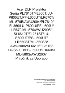 Priročnik Acer PL7510 Projektor