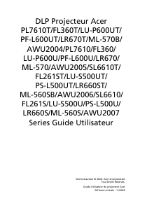 Mode d’emploi Acer PL7610T Projecteur