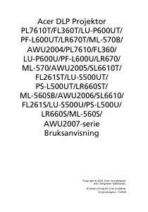 Bruksanvisning Acer PL7610T Projektor