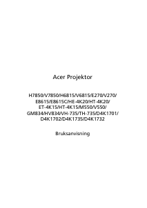 Bruksanvisning Acer V7850 Projektor