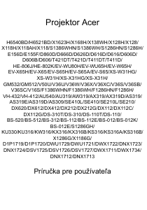 Návod Acer X1183 Projektor