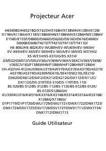 Mode d’emploi Acer X118H Projecteur