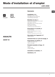 Bruksanvisning Hotpoint-Ariston AQ93F 49 FR Aqualtis Tvättmaskin