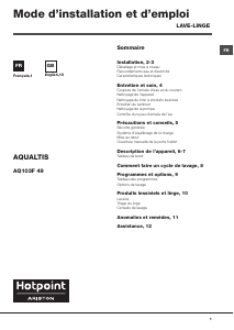 Mode d’emploi Hotpoint-Ariston AQ103F 49 FR Aqualtis Lave-linge