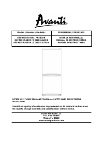 Manual Avanti FFBM92H3S Fridge-Freezer