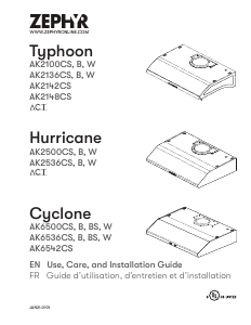 Handleiding Zephyr AK2536CB Hurricane Afzuigkap