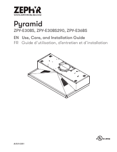 Mode d’emploi Zephyr ZPY-E30BS290 Pyramid Hotte aspirante