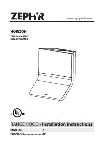 Manual Zephyr DHZ-M90AMBX Horizon Cooker Hood
