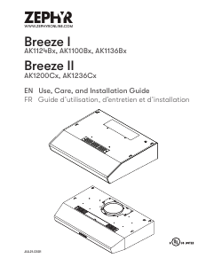 Handleiding Zephyr AK1236CBS Breeze II Afzuigkap