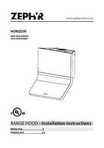 Handleiding Zephyr DHZ-M90AMWX Horizon Afzuigkap