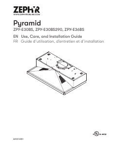 Manual Zephyr ZPY-E30BS Pyramid Cooker Hood