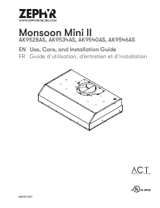 Handleiding Zephyr AK9534AS Monsoon Mini II Afzuigkap