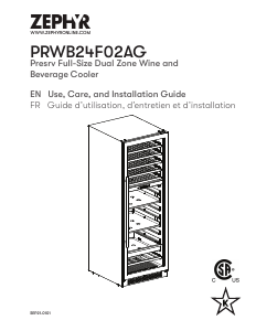 Handleiding Zephyr PRWB24F02AG Wijnklimaatkast