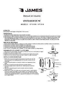 Manual de uso James VP 20 M Ventilador