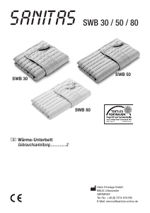 Bedienungsanleitung Sanitas SWB 30 Elektrische heizdecke