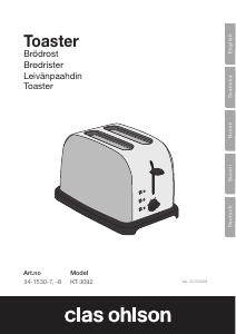 Bruksanvisning Clas Ohlson KT-3092 Brödrost