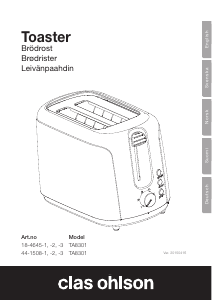 Bruksanvisning Clas Ohlson TA8301 Brödrost