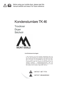 Bruksanvisning Mont Karlo TK46 Torktumlare