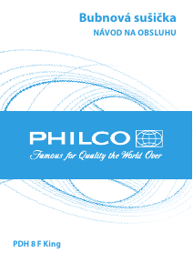 Návod Philco PDH 8 F King Sušička