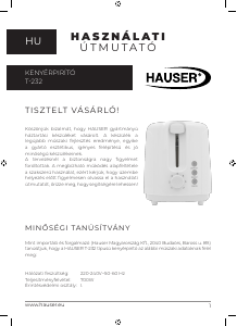 Manual Hauser T-232 Prăjitor de pâine
