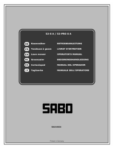 Bedienungsanleitung SABO 52-PRO S A Rasenmäher