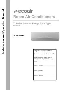 Bruksanvisning EcoAir ECO1850SD Luftkonditionering