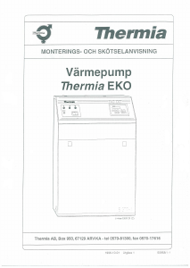 Bruksanvisning Thermia EKO D12 Värmepump
