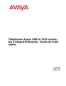 Mode d’emploi Avaya 1416 Téléphone