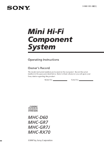 Handleiding Sony MHC-RX70 Stereoset