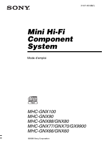 Mode d’emploi Sony MHC-GNX66 Stéréo
