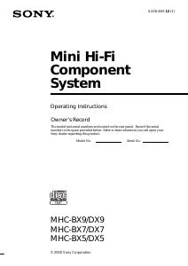 Handleiding Sony MHC-BX5 Stereoset