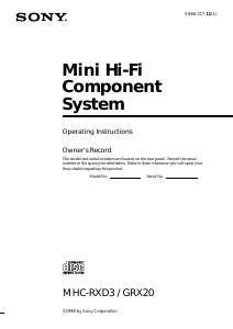 Handleiding Sony MHC-GRX20 Stereoset