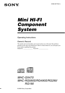 Handleiding Sony MHC-RG490S Stereoset