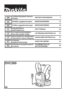 Vadovas Makita DVC260Z Dulkių siurblys