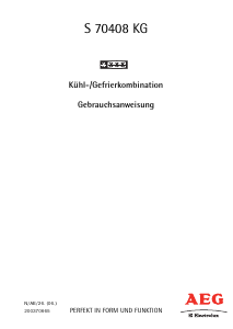 Bedienungsanleitung AEG S70408KG Kühl-gefrierkombination