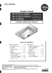 Manual Fujioh FR-FS1890R Cooker Hood